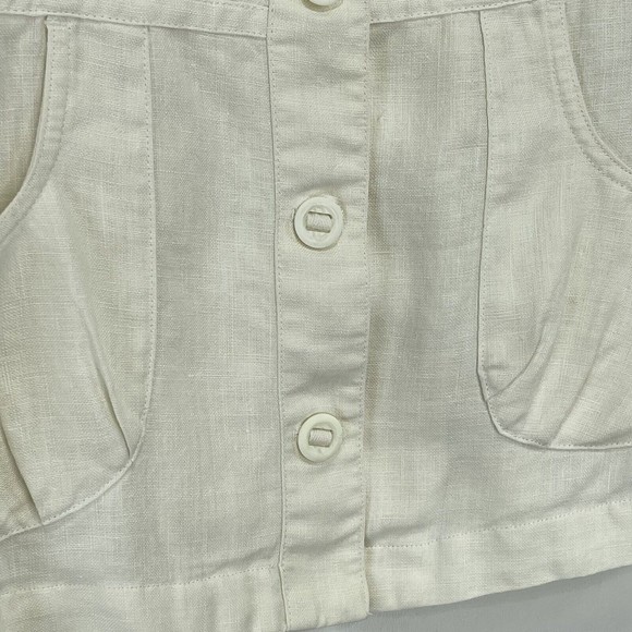 H&M Womens Jacket Blazer Sz 6 Linen Beige Button Front Long Sleeve - Picture 8 of 16